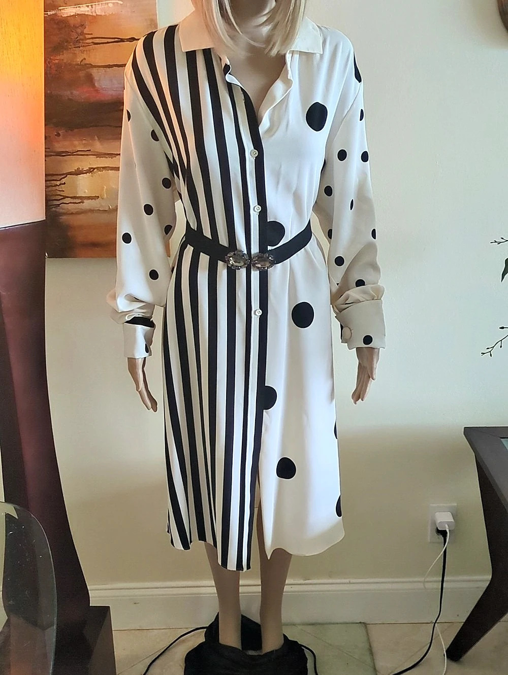 Monse Silk Polka Dot Midi Dress Size 8 Like New